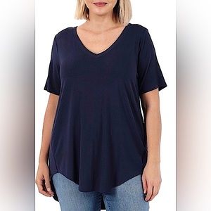 ZENANA Premium V-neck Half Sleeve T-Shirt Top NIP
